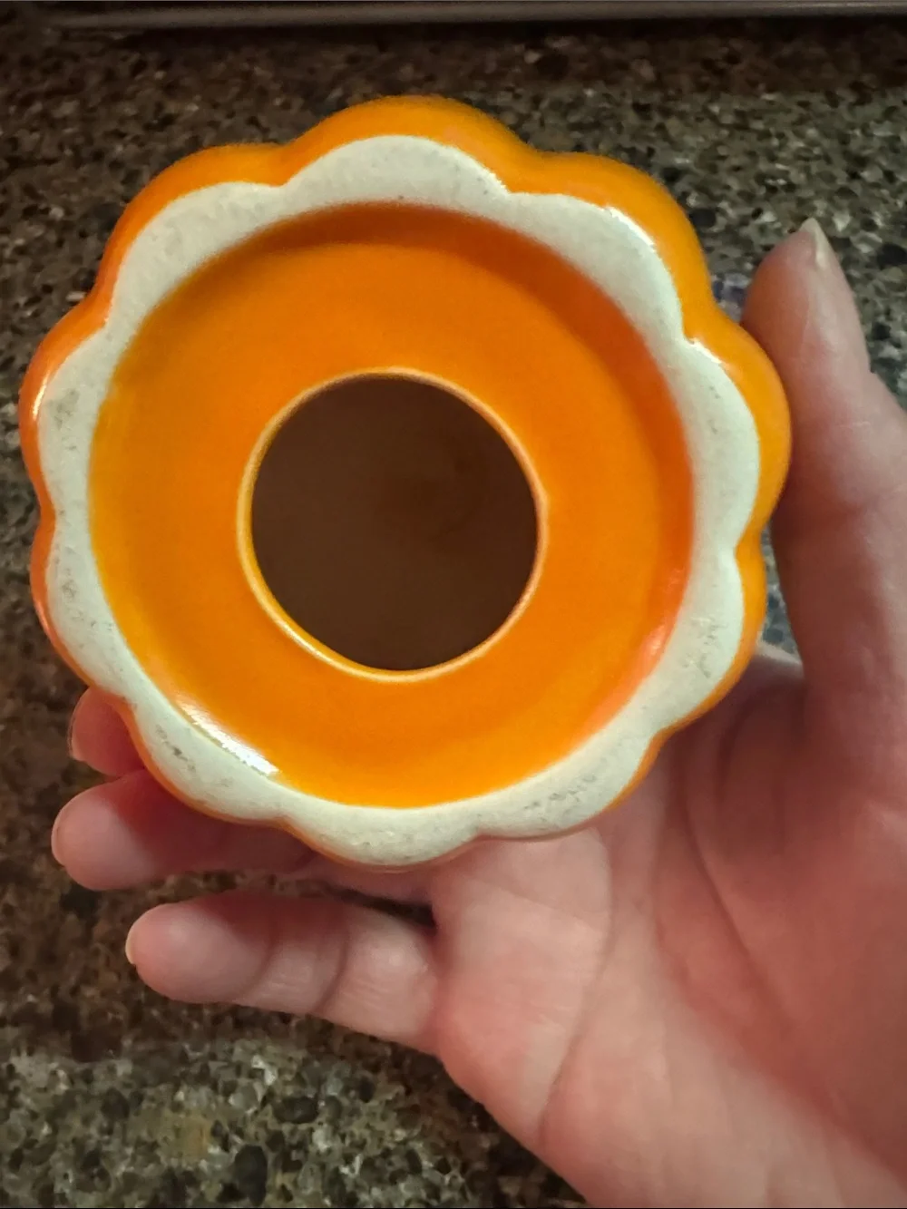 Decorative Orange Ceramic Pumpkin with Gold Stem NEW